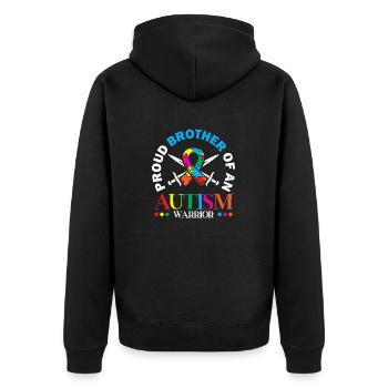 Stolzer Bruder Eines Autismus-kriegers - Unisex Premium Bio Zip Hoodie - Schwarz - Hinten - Nico (187cm)