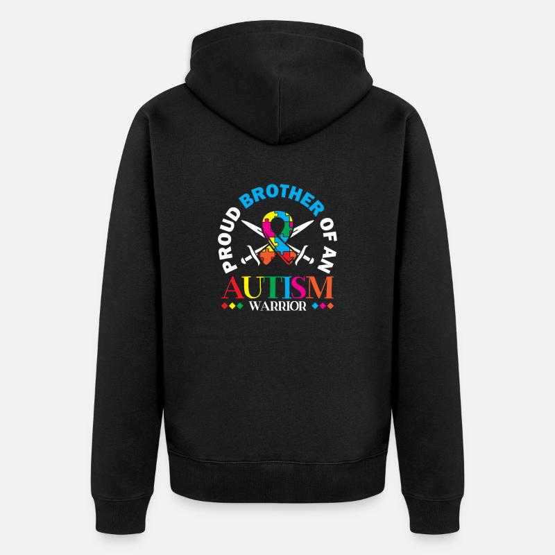 Stolzer Bruder Eines Autismus-kriegers - Unisex Premium Bio Zip Hoodie - Schwarz