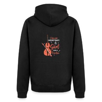 Never Underestimate A Girl With A Violin Violinist - Unisex Premium Organic Zip Hoodie - black - Back - Nico (187cm)