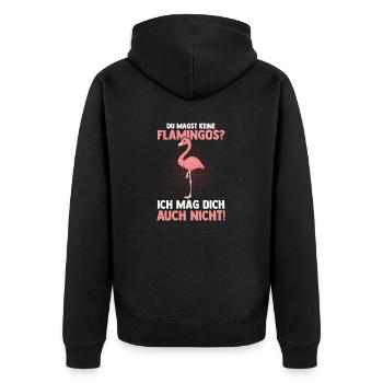 Du magst keine Flamingos - Unisex Premium Bio Zip Hoodie - Schwarz - Hinten - Nico (187cm)