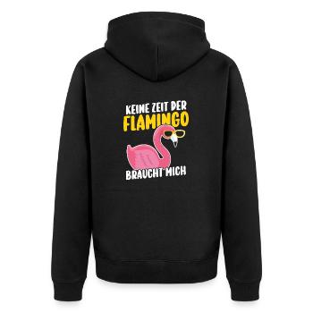 Keine Zeit der Flamingo braucht mich - Unisex Premium Bio Zip Hoodie - Schwarz - Hinten - Nico (187cm)