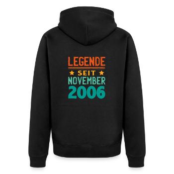 November 2006 Legende seit 17 Jahren Mann Frau - Unisex Premium Bio Zip Hoodie - Schwarz - Hinten - Nico (187cm)