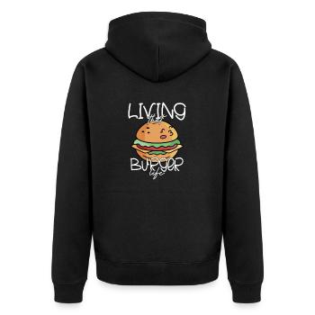 Vivre ce hamburger, la viande de la vie, les petits pains, le hamburger de nourriture - Veste à capuche bio Premium Unisexe - noir - Dos - Nico (187cm)