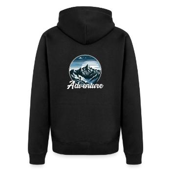 Nächtliche Berg ruft zum Abenteuer - Unisex Premium Bio Zip Hoodie - Schwarz - Hinten - Nico (187cm)