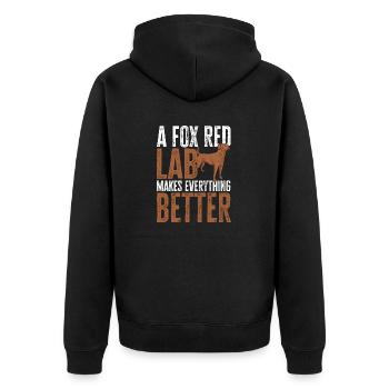 Foxred Labrador Fox Red Labrador Retriever - Unisex Premium Organic Zip Hoodie - black - Back - Nico (187cm)