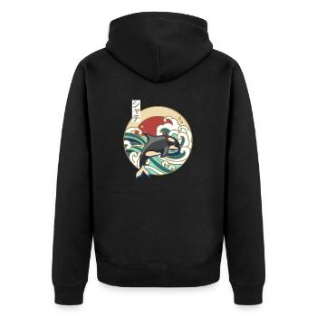 Épaulard japonais rétro grande vague orque orque - Veste à capuche bio Premium Unisexe - noir - Dos - Nico (187cm)