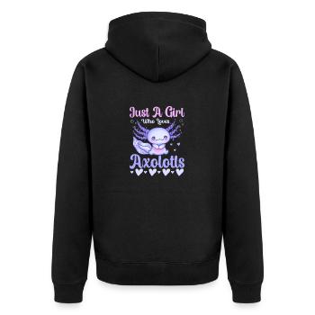 Just A Girl Who Loves Axolotls - Unisex Premium Bio Zip Hoodie - Schwarz - Hinten - Nico (187cm)