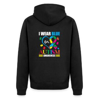 I'm wearing blue for autism awareness month - Unisex Premium Organic Zip Hoodie - black - Back - Nico (187cm)
