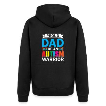 Stolzer Vater Eines Autismus-kriegers. - Unisex Premium Bio Zip Hoodie - Schwarz - Hinten - Nico (187cm)