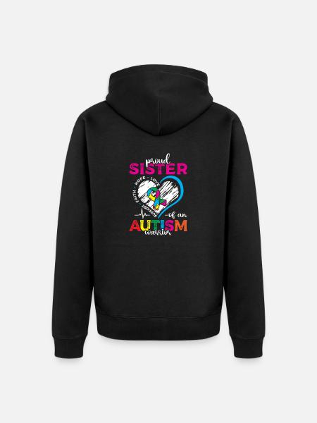 Stolze Schwester Eines Autismus-krieger-spektrums - Unisex Premium Bio Zip Hoodie - Schwarz