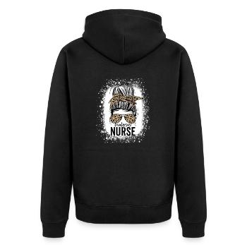 Dialysis Nurse Appreciation Messy Bun Dialysis - Unisex Premium Organic Zip Hoodie - black - Back - Nico (187cm)