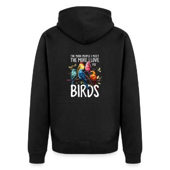 Funny Birds Ornithology Birding Bird Watching - Unisex Premium Organic Zip Hoodie - black - Back - Nico (187cm)