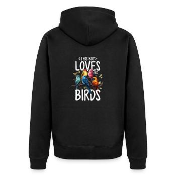 Oiseau Garçon Oiseau Drôle Oiseau Observateur D’oiseaux - Veste à capuche bio Premium Unisexe - noir - Dos - Nico (187cm)