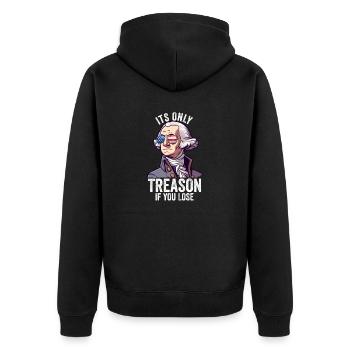 Es ist nur Verrat, wenn man George Washington verliert - Unisex Premium Bio Zip Hoodie - Schwarz - Hinten - Nico (187cm)
