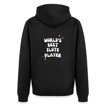 World's Best Flute Player - Unisex Premium Organic Zip Hoodie - black - Back - Nico (187cm)