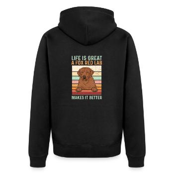Foxred Labrador Fox Red Labrador Retriever - Unisex Premium Organic Zip Hoodie - black - Back - Nico (187cm)