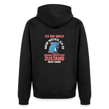 Morgenmuffel Faulenzer Ratte - Unisex Premium Bio Zip Hoodie - Schwarz - Hinten - Nico (187cm)