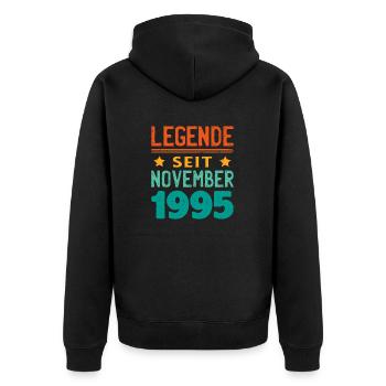 November 1995 Legende seit 28 Jahren Mann Frau - Unisex Premium Bio Zip Hoodie - Schwarz - Hinten - Nico (187cm)