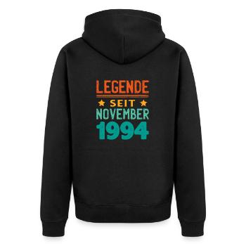 November 1994 Legende seit 29 Jahren Mann Frau - Unisex Premium Bio Zip Hoodie - Schwarz - Hinten - Nico (187cm)