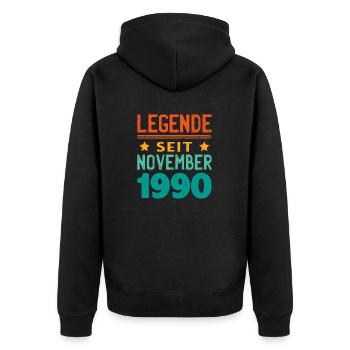 November 1990 Legende seit 33 Jahren Mann Frau - Unisex Premium Bio Zip Hoodie - Schwarz - Hinten - Nico (187cm)