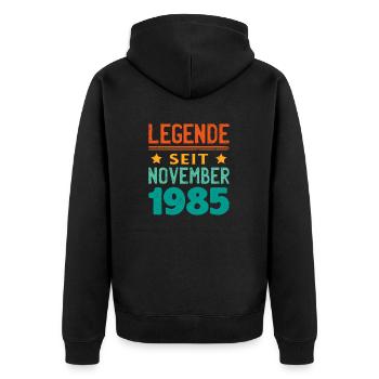 November 1985 Legende seit 38 Jahren Mann Frau - Unisex Premium Bio Zip Hoodie - Schwarz - Hinten - Nico (187cm)
