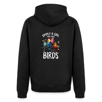 Fille Oiseau Drôle Observation Des Oiseaux Amoureux Des Oiseaux Observation Des Oiseaux - Veste à capuche bio Premium Unisexe - noir - Dos - Nico (187cm)