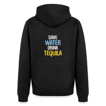 Wasser sparen Trinken Sie Tequila Lustiger mexikanischer Alkohol - Unisex Premium Bio Zip Hoodie - Schwarz - Hinten - Nico (187cm)