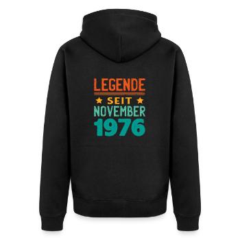 November 1976 Legende seit 47 Jahren Mann Frau - Unisex Premium Bio Zip Hoodie - Schwarz - Hinten - Nico (187cm)