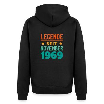 November 1969 Legende seit 54 Jahren Mann Frau - Unisex Premium Bio Zip Hoodie - Schwarz - Hinten - Nico (187cm)