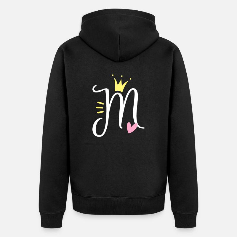 Buchstabe M Anfangsbuchstabe Krone - Unisex Premium Bio Zip Hoodie - Schwarz