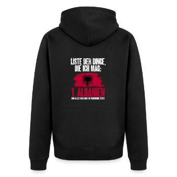 Albanische Flagge Albanischer Adler Shqiponja - Unisex Premium Bio Zip Hoodie - Schwarz - Hinten - Nico (187cm)