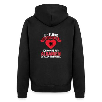 Albanische Flagge Albanischer Adler Shqiponja - Unisex Premium Bio Zip Hoodie - Schwarz - Hinten - Nico (187cm)