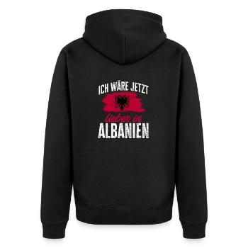 Albanische Flagge Albanischer Adler Shqiponja - Unisex Premium Bio Zip Hoodie - Schwarz - Hinten - Nico (187cm)