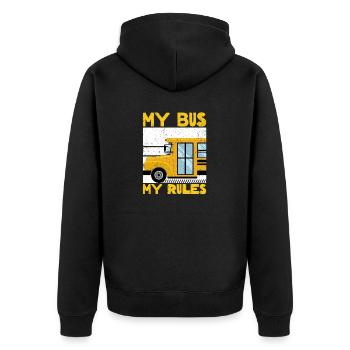 My Bus My Rules - Lustiges Geschenk für Busfahrer - Unisex Premium Bio Zip Hoodie - Schwarz - Hinten - Nico (187cm)