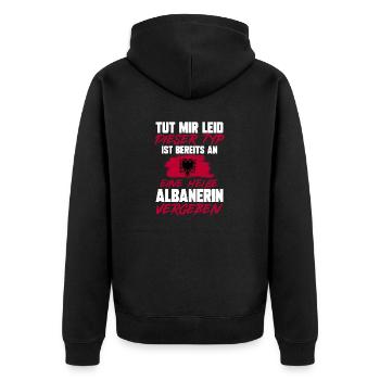 Albanische Flagge Albanischer Adler Shqiponja - Unisex Premium Bio Zip Hoodie - Schwarz - Hinten - Nico (187cm)