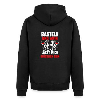Wein Bastler Basteln - Unisex Premium Bio Zip Hoodie - Schwarz - Hinten - Nico (187cm)