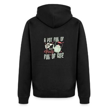 A pot full of tea is a heart full of glee Tea Drin - Unisex Premium Organic Zip Hoodie - black - Back - Nico (187cm)