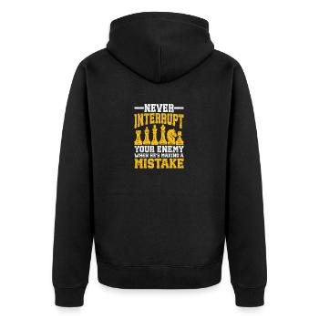 Unterbreche niemals deinen Gegner, wenn er einen - Unisex Premium Bio Zip Hoodie - Schwarz - Hinten - Nico (187cm)