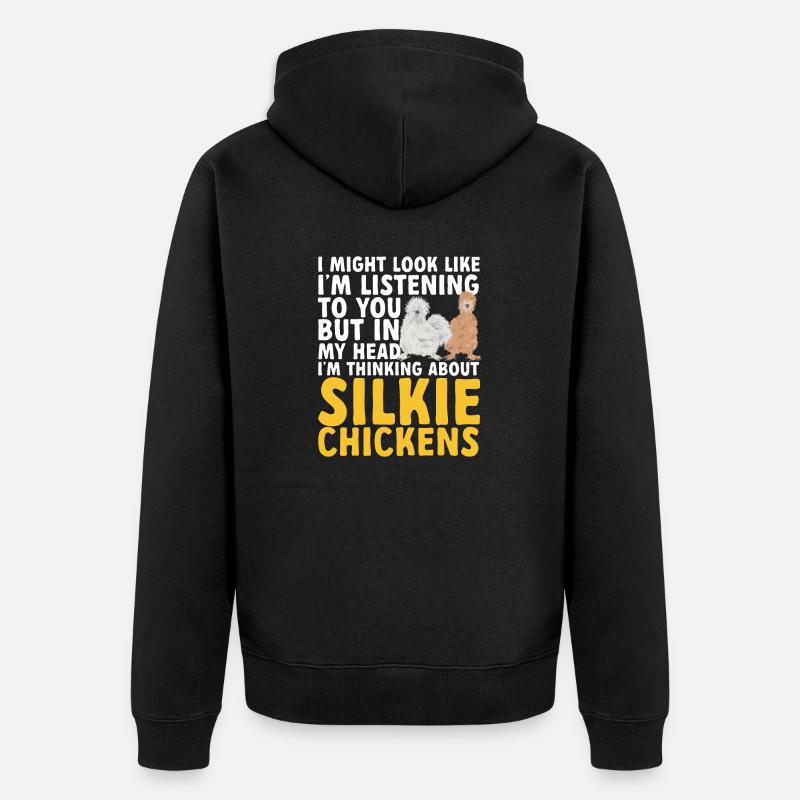 Seidenhuhn Poulet soyeux - Veste à capuche bio Premium Unisexe - noir