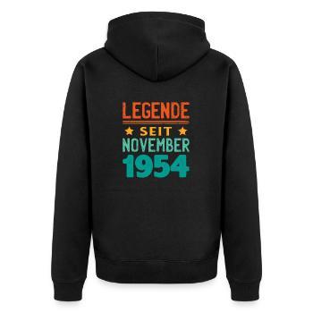 November 1954 Legende seit 69 Jahren Mann Frau - Unisex Premium Bio Zip Hoodie - Schwarz - Hinten - Nico (187cm)