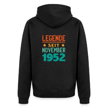November 1952 Legende seit 71 Jahren Mann Frau - Unisex Premium Bio Zip Hoodie - Schwarz - Hinten - Nico (187cm)