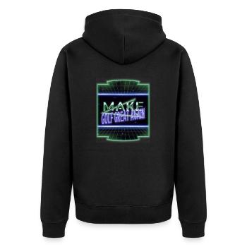 Golfmug Golfgirls Funny Golfer Golf Shirt - Unisex Premium Organic Zip Hoodie - black - Back - Nico (187cm)