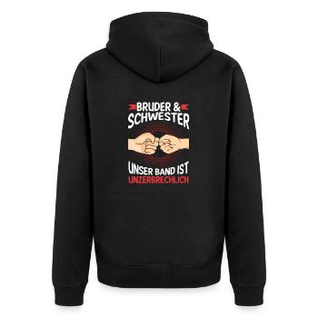 Geschwister Bruder und Schwester - Unisex Premium Bio Zip Hoodie - Schwarz - Hinten - Nico (187cm)