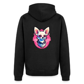 Chihuahua Dog Drawing - Unisex Premium Organic Zip Hoodie - black - Back - Nico (187cm)