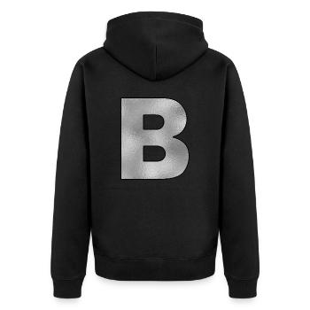 Lettre B Argent - Veste à capuche bio Premium Unisexe - noir - Dos - Nico (187cm)