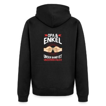 Großvater Opa und Enkel - Unisex Premium Bio Zip Hoodie - Schwarz - Hinten - Nico (187cm)