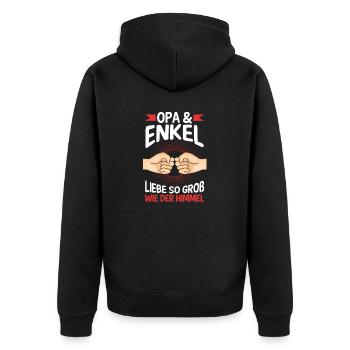 Großvater Opa und Enkel - Unisex Premium Bio Zip Hoodie - Schwarz - Hinten - Nico (187cm)