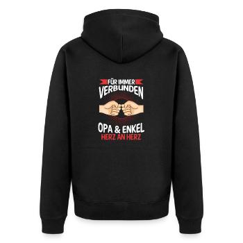 Großvater Opa und Enkel - Unisex Premium Bio Zip Hoodie - Schwarz - Hinten - Nico (187cm)