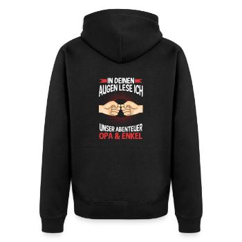 Großvater Opa und Enkel - Unisex Premium Bio Zip Hoodie - Schwarz - Hinten - Nico (187cm)