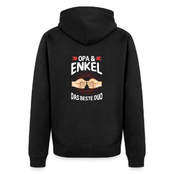 Großvater Opa und Enkel - Unisex Premium Bio Zip Hoodie - Schwarz - Hinten - Nico (187cm)